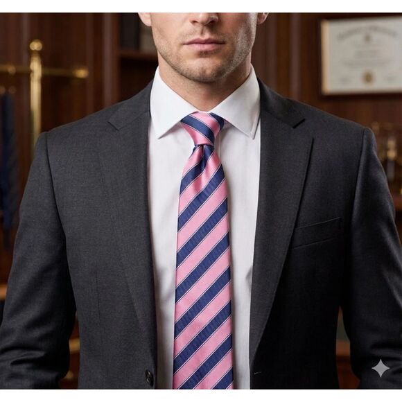 Wilson & Bow Other - Wilson & Bow Mens Tie Pink Striped Silk Hand USA Preppy Career Spring Academia